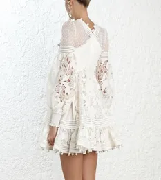 BLLOCUE Autumn Designer Runway Self Portrait Puff Sleeve Party Dress Women Spring White Lace Splicing Hollow Out Beach Min Y2008057977951
