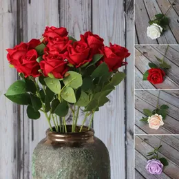 Dekorativa blommor 1pc Red Rose Flanell Artificial Flower Fashion Home Decoration For Wedding Indoor High Quality Simulation