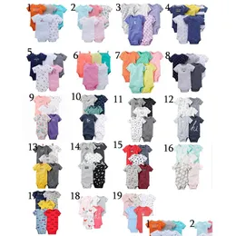 Zestawy odzieży UNSX Nowonarodzone dziecko Rompers 5pcs/Lot niemowlę Jumpsy 100%bawełniane dzieci roupa de bebe dziewczęce ubrania ubrania upuszczenie dostawy otzbb