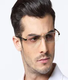 WholeTitanium Glasses Frame Men Square SemiRimless Silver Gold Black Gun Glasses Gafas Myopia oculos de grau masculino1140153