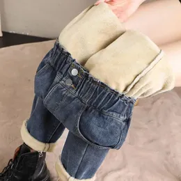 Jeans femininos 2024 Leggings grossas de inverno engrossam lã forrada calça térmica quentes quentes calças de jeans casuais vintage xs-2xl