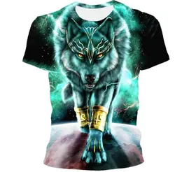 Männer 3D -Druck neues Wolfsmuster um Hals T -Shirt HipHop Harajuku Top Plus Size Street Clothing1211210