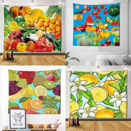 Tapisserier ananas jordgubbe druva banan äppelfrukt och vegetabilisk tapestry original design hem filt sängkläder