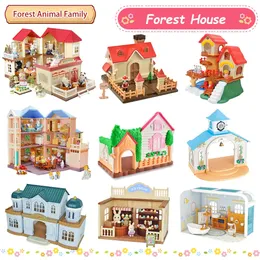 Forest Family Animal 1 12 Scale Dollhouse Villa Christmas House Shopping Mall Reindeer Kitchen Food Accessories Simulation Set 240507