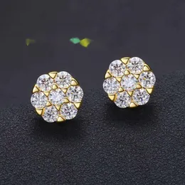 Passado Diamond Test Men Mulheres D Cor Brincos de Moissanite de 3 mm 925 Sterling Silver Plated Gold Bling Diamond Studs Brincos Nice Gift CCC