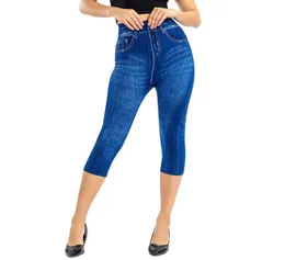 34 Leggings Jeans Leggings Capri Hosen Jeggings Frau Kurzfrau hohe Taille Elastizität Slim Casual Print Standard SFIT5929692