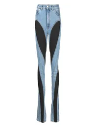 2022 Neue Herbst Winter Hohe Taille Jeans für Frauen Kontrastfarben Denim Hosen sexy Mädchen untere Reißverschlüsse Schlanke Hosen W3333124589