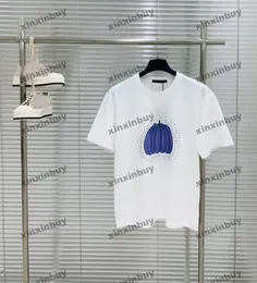Xinxinbuy Men Designer Tee T Shirt 2024 Włoch Wave Point Pumpkin krótki rękaw Bawełniane kobiety czarne białe niebieskie s-2xl
