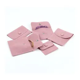 Bolsas de joalheria bolsas de embalagem de envelope de embalagem com fixadores de poeira de fixação de fixação feita de jóias feitas de pérolas veet rosa cores azuis Drop D Dhdv4