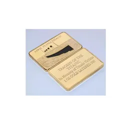 Hediye 10pcslot 24K Altın Kaplama Külçe Çubuğu Titanik Hatıra Kurbanlarının Trajedisi 1oz Altın Katmanlı 999 CX4349939