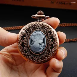 Pocket Watches Luxury vintage Emerald Gem Gem Ladies Watch Watch Pingente Digital Chain Relógio Fashion Feminino Relloj