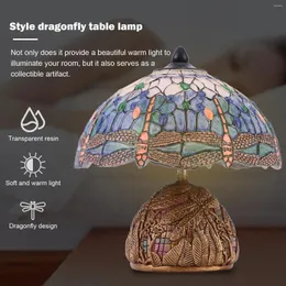 Lampade da tavolo Lettura Lampada LED Desano vintage Luce da comodino - fattoria floreale di libellula resistente con base