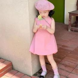 Girl Dresses Girls Summer Sleeveles Pink Top Skirt 2024 Baby Sweet Flower Bud's e vestiti di vestiti carini