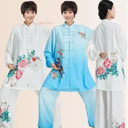 Ubranie etniczne 2024 Chińskie vintage tai chi walki sztuki walki wushu Ćwiczenie Performance Mundur Flower Tops Pants