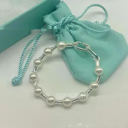 Designer para mulheres TiffanyJewelry Colar Set S925 STERLING Silver Pearl Bracelet Hard Wear Fashion Simple Bracelet Irmã Gift Whale Friend