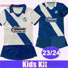 23 24 Puebla Kids Kit Soccer Jerseys Cavallini Waller Garcia Carabal Gonzalez de Buen Ferrareis Home Away Football Shirts Kort ärmuniformer