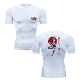 Anime Baki Hanma Running T-shirt Mens Camisa de compressão ao ar livre Second Skin Skin Sports Sportswear Sports Top shorts 240520