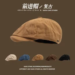 Retro Advance Hats przód i tył mogą nosić szczytowe czapkę mężczyzn Khaki Sboy Cap Hipster Beret Painter Cap 240520