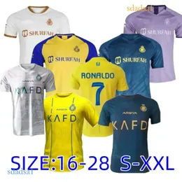 22 23 24 Al Nassr FC Soccer Jerseys 2023 2024 Ronaldo Men Kids Kit Uniform Home Yellow Cr7 Boys Football Shiirt T Alnass Away Third Fourth Martinez Ghareeb