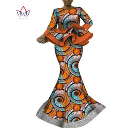 Afrika -Kleidung 2 -Stück -Outfits Sets Dashiki Falten -Ruffle -Tops und langer Rock mit Pailletten Hem African Hochzeitskleid Wy10325