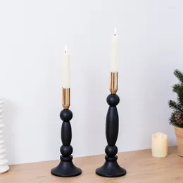 Ljushållare minimalistisk lyxig svart ljusstake romantisk bröllopsfest julpinne kandelabro hembord ornament