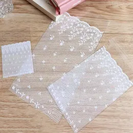 Großhandel 1000pcs weiße Spitze Selbstversiegelung Cellophan behandeln klare Kekstaschen Süßigkeitenbeutel Opp Plastik Party Gunst für Hochzeit Geburtstag ZZ