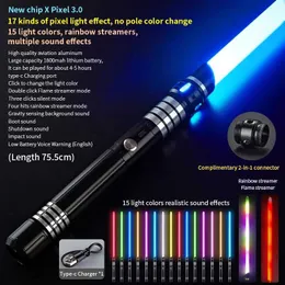 LED Toys Reikirc Lightsabher 7/15 Color Metal Laser Sword Recarregável Festa de brinquedo Light Sword S2452099 S2452099