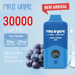 Volcão de incêndio 30000 Puffs Vapes Vaper Disponível Puff 20000 Kit de partida de caneta descartável de energia de energia ajustável