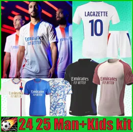 24 25 Maillot de foot Lyon Soccer Jerseys 2024 2025 Olympique Lyonnais OL Digital DEMBELE Fans Player Football Shirts TRAORE MEMPHIS Men Football Jersey Kids Kit