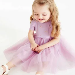 Девушка платья Little Maven 2024 Девушка Одежда летняя радуга пурпурная сетка платье принцесса платье для свадебного платье для детей лето D240520
