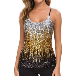 Sommerfrau Top Tank sexy weibliche Frauen Pailletten Tops Glitter Party Riemchen -Weste Camis Ropa Mujer Tanktop 240506