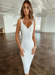 SEAMYLA 2020 Nuovo abito BodyCon Bandage Women Women Sexy Red White Halter V Neck Summer Club Celebrity Party Dresses Vestidos Runway7564914