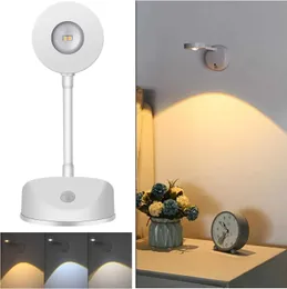 Lampor nyanser LED Motion Sensor Wireless Spotlight Night Light USB LED Wine Cooler Light For Kitchen Cabinet Bedroom Garderob inomhusbelysning Y240520DLSP