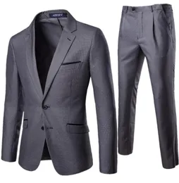 2019 Men Jackets Pants Classic Business Casual Slim Anzug Sätze Mode männliche graue Kleidermarke Blazer -Anzug Jacke plus S5843584