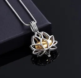 KASD1860 Rostfritt stål Kremation Urns Ashes smycken för kvinnor Giftobjekt Lotus Flower Cremation Halsband Keepens Urn Locket för 8624935
