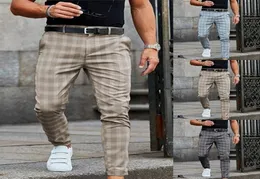 Pants ince ekose sokak kıyafeti elastik bel uyum joggers erkekler Kore hip hop broek artı boyutu9464069