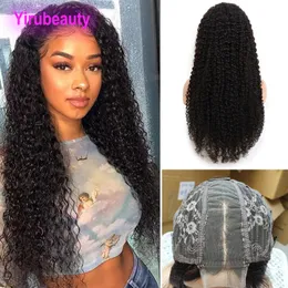 Peruvian 100 ٪ Human Hair 2x6 Lace Closure Wig Kinky Curly Hair Brazilian Hair Comps Prected Plucked Conger 10-32inch