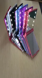 6 colors rose pink blue color new Lady LED Makeup Mirror Cosmetic 8 LED Mirror Folding Portable Travel Compact Pocket led Mirr1266307