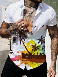 Camicie casual maschile 2024 Fashion Coconut Tree 3D Stampa 3D Siclette di spiaggia Hawaiian Top