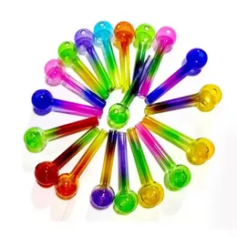 Mini Spoon Colorful Pyrex Glass Oil Burner Pipe 4inch Lenght Ball Dia 30mm Herb Oils Nails Dab Rig Glass Bong Accessories