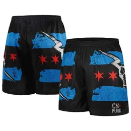 Мужские шорты мужская линия мела черная CM Punk Flag Retro Summer Shorts 2024 Новые детские шорты негабаритное мужское нижнее белье Q240520