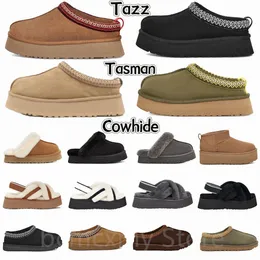 sandały designerskie kobiety Tazz Slipper Kaptaki Tasman Fluff Yeah Slide kasztanowa musztarda piasek czarny gęś futro Płaska zima ciepłobeq#