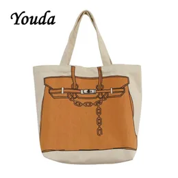 Youda Original Design Fashion Stampa di grande capacità borse in stile classico borsa per la spesa Casual Simple Womens Tote 240509