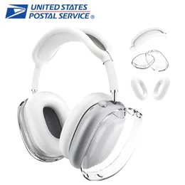 USPS for AirPods Max Pro 2 Bluetooth Earbuds Acessórios para fones de ouvido TPU transparente Solid Silicone Protective Protective maxs Caixa fone de ouvido capa de fone de ouvido