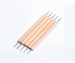 5pcs Nail Art Dotting Tools Rownestones Sicker ручка деревянная ручка двойная голова для гвоздей дизайна живопись маникюрные аксессуары NAB0103740290