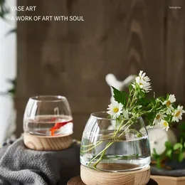 花瓶クリエイティブトレンド透明なガラス花瓶リビングルームフラワーアレンジメント装飾水栽培デスクトップホーム装飾
