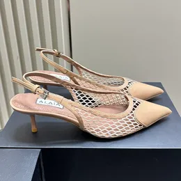 Kadınlar Mesh Slingback Yavru Kedi Topuk Pompaları - Lüks Tasarımcı Elbise Ayakkabı Kristal Eşyalı Patent Deri Ayak Bileği Kayışı, Rahat Uyum, Zarif ve Şık