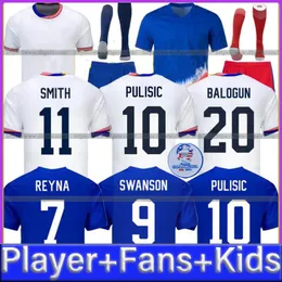 USAS Soccer Jerseys 2024 2025 Copa America USWnt Woman Kids Kit USMnt 24/25 Home Away Football Shirts Men Player Wersja Pulisic Smith Morgan Balogun