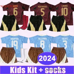 2024 Lukaku Kids Kit Futbol Formaları Lukebakio Onana Vertonghen Bakayoko Tielemans Evden uzak futbol gömlekleri kısa kollu üniformalar