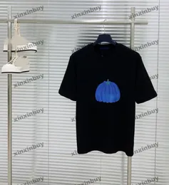 Xinxinbuy Men Designer Tee T Shirt 2024 Włoch Wave Point Pumpkin krótkie rękaw Bawełniane kobiety Czarne białe niebieskie M-3xl
